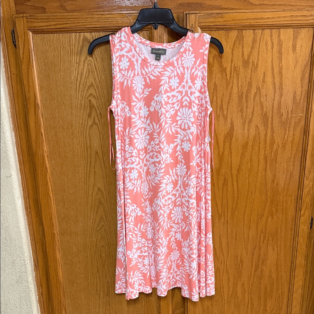 Style & Co. Coral and White Floral Midi Dress